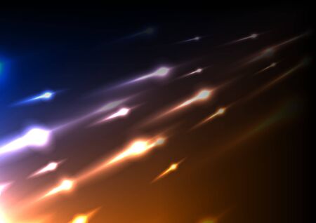 Bright glowing traces of comets in space abstract background