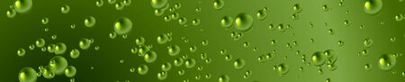 Green 3d water drops abstract tech background. Vector web banner designのイラスト素材