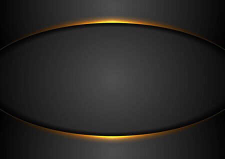 Black abstract tech wavy  with orange neon glow light.のイラスト素材