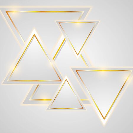 Grey and shiny golden triangles abstract geometric graphic design. Luxury tech background. Vector illustrationのイラスト素材