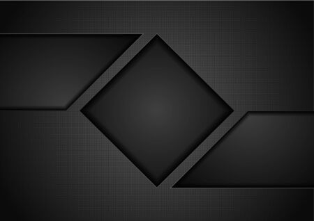 Black hi-tech concept abstract square. Dark technology geometric background. Futuristic vector illustrationのイラスト素材