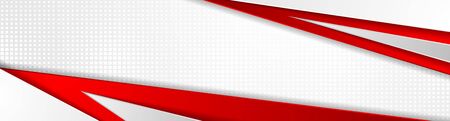 Abstract red and grey tech geometric banner design. Vector web header corporate backgroundのイラスト素材