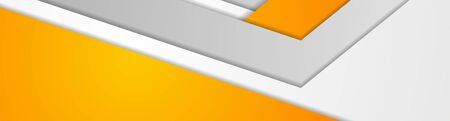 Orange and grey minimal geometric paper stripes abstract banner design. Corporate vector backgroundのイラスト素材