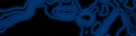 Blue neon outline topographic contour map abstract tech banner design. Geometric vector background