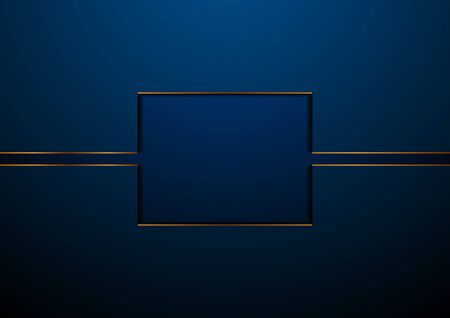 Dark blue and golden abstract corporate geometric background. Vector technology designのイラスト素材