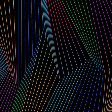Colorful rainbow curved lines refraction pattern design. Abstract futuristic backgroundのイラスト素材