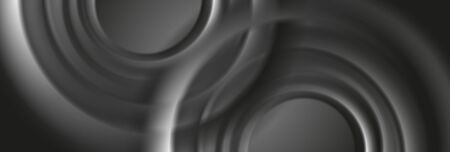 Dark grey abstract banner with smooth circles.のイラスト素材