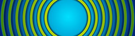 Green and blue abstract banner design with circles. Geometric tech background. Vector illustrationのイラスト素材