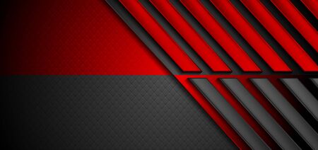 Contrast red and black technology background with glossy stripes. Vector designのイラスト素材