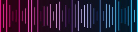 Blue equalizer neon lines abstract futuristic tech banner. Technology vector backgroundのイラスト素材