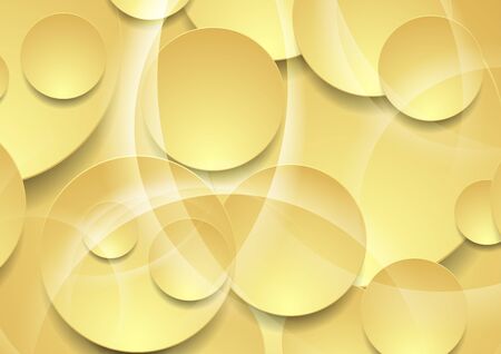 Pastel yellow glossy abstract circles tech corporate background. Vector digital art designのイラスト素材