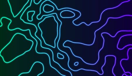 Neon luminous topographic contour map abstract tech graphic design.のイラスト素材
