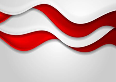 Red grey smooth wavy abstract corporate background. Vector concept illustrationのイラスト素材
