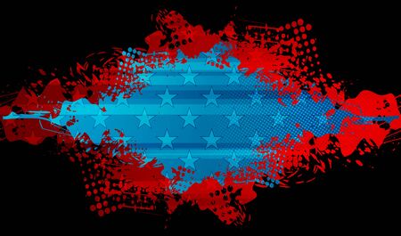 Grunge blot concept USA flag abstract background. Vector american designのイラスト素材