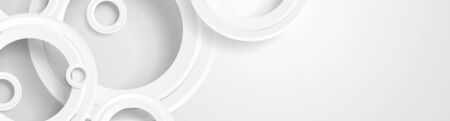 Abstract geometric background with grey paper circles. Corporate technology minimal vector banner...