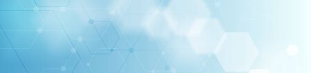 Abstract sci-fi technology background with hexagons. Geometric vector banner