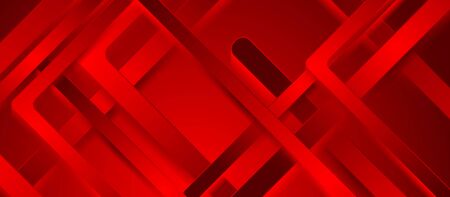 Bright red 3d paper stripes abstract background. Corporate geometric vector banner designのイラスト素材