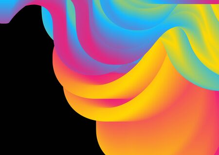 Colorful 3d flowing wavy liquid shapes abstract background. Elegant vector designのイラスト素材