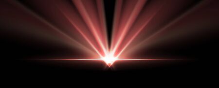 Red shiny glowing smooth rays abstract background. Sci-fi luminous neon vector designのイラスト素材