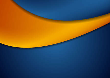 High contrast blue and orange glossy waves. Abstract modern graphic vector corporate backgroundのイラスト素材