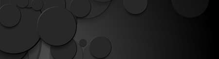 Abstract geometric background with black paper circles. Corporate technology minimal vector banner designのイラスト素材