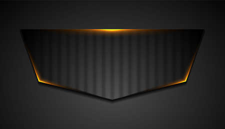 Black striped geometric shape with orange glowing lights abstract hi-tech vector backgroundのイラスト素材