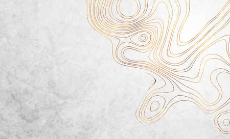 Golden liquid flowing lines on gray grunge background. Abstract wavy  designのイラスト素材