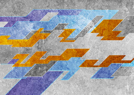 Colorful and gray grunge abstract geometric tech vector background