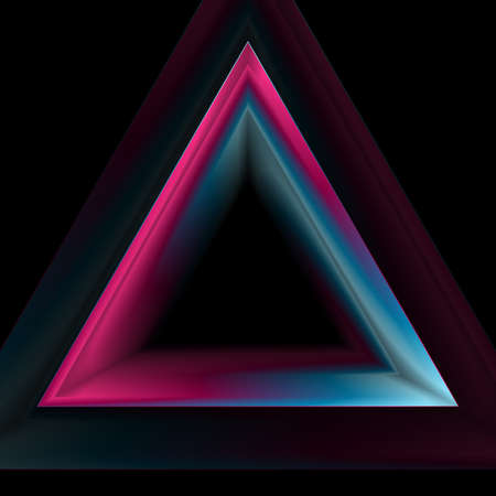 Shiny blue purple tech triangle shape decoration. Abstract concept polygonal logo template design....