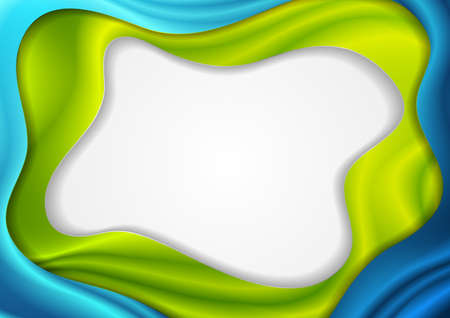 Blue and green liquid glossy waves abstract elegant background. Corporate vector designのイラスト素材