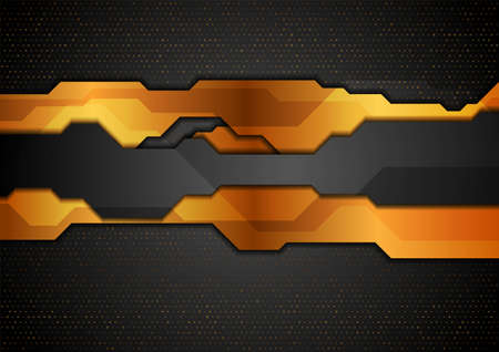 Black and bronze tech geometric abstract vector backgroundのイラスト素材