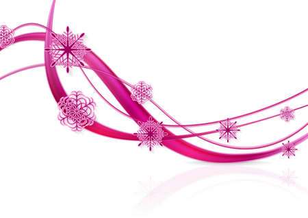 Bright purple waves and snowflakes abstract Christmas vector backgroundのイラスト素材