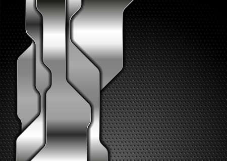 Silver metallic abstract technology background. Geometric vector designのイラスト素材