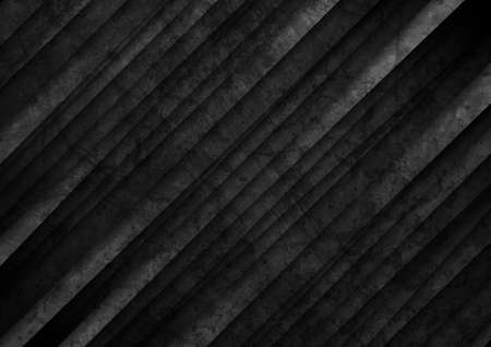 Black geometric stripes abstract tech grunge background. Vector designのイラスト素材