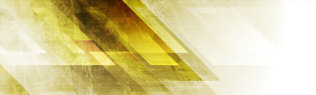 Bright yellow grunge tech geometric abstract background. Vector banner designのイラスト素材