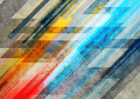Colorful stripes grunge geometric abstract background. Vector technology designのイラスト素材
