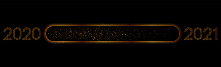 2021 New Year golden abstract sparkling background. Loading bar luxury dots Christmas vector banner