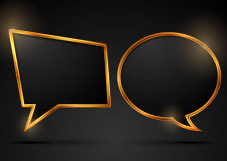 Shiny golden speech bubbles abstract vector designのイラスト素材
