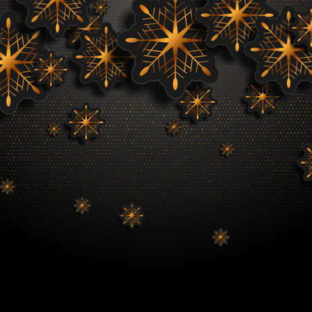 Black and luxury golden winter Christmas abstract vector backgroundのイラスト素材