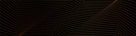Black abstract background with golden curved lines. Geometric vector banner designのイラスト素材
