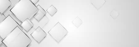 Hi-tech geometric banner design with silver squares. Abstract metallic background. Vector illustrationのイラスト素材