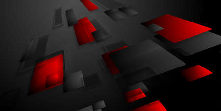 Dark red and black technology abstract geometric vector backgroundのイラスト素材