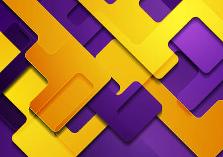 Orange and violet glossy geometric shapes abstract background. Vector graphic designのイラスト素材