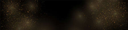 Golden luxury shiny bokeh lights banner design. Sparkling confetti background. Vector Christmas particles illustrationのイラスト素材