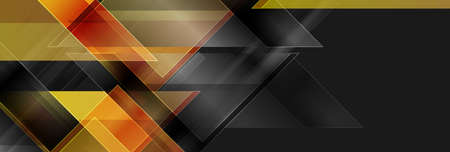 Black and golden glossy triangles abstract technology background. Geometric vector design