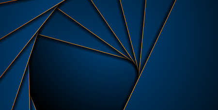 Dark blue corporate abstract background with golden lines. Vector designのイラスト素材