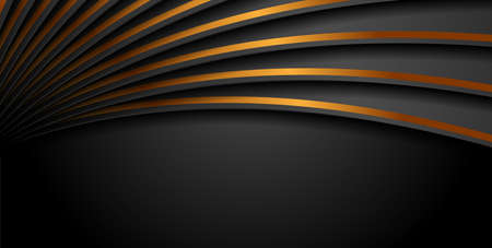 Black and golden waves abstract corporate background. Vector designのイラスト素材