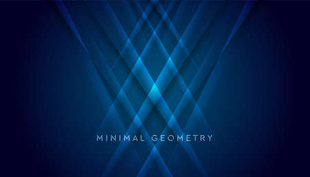Dark blue shiny glossy geometric lines abstract background. Hi-tech vector designのイラスト素材