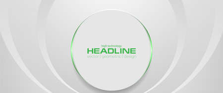 Gray circle with green lights abstract tech background. Vector banner designのイラスト素材