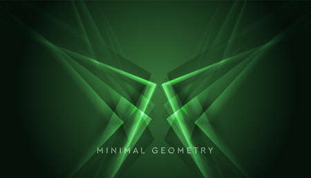 Dark green shiny glossy geometric lines abstract background. Hi-tech vector designのイラスト素材